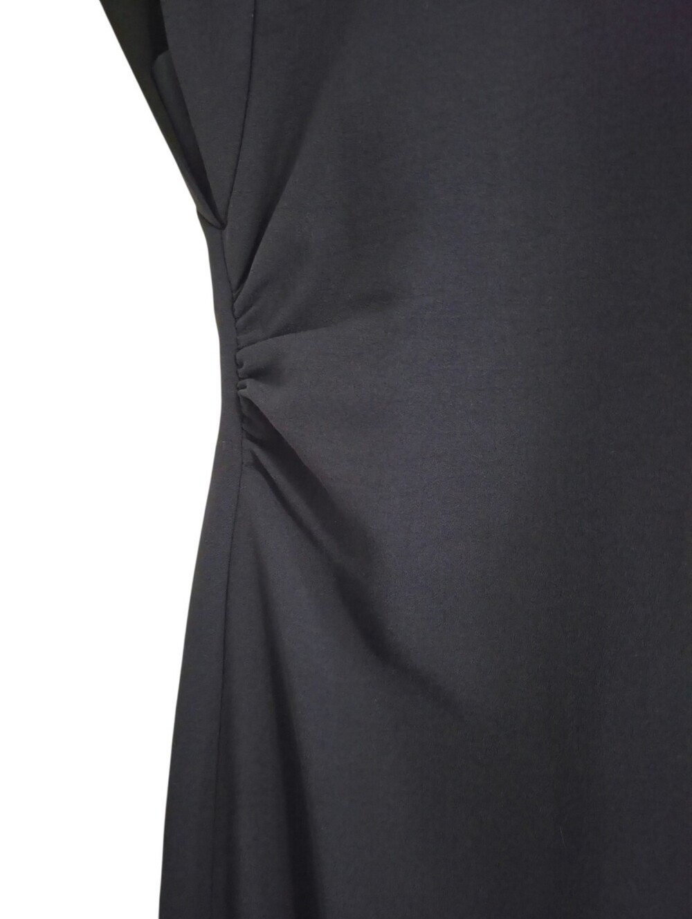 Zara Navy Ruched Waist Midi Sheath Dress Cap Sleeve Office Size Small - Picture 6 of 8
